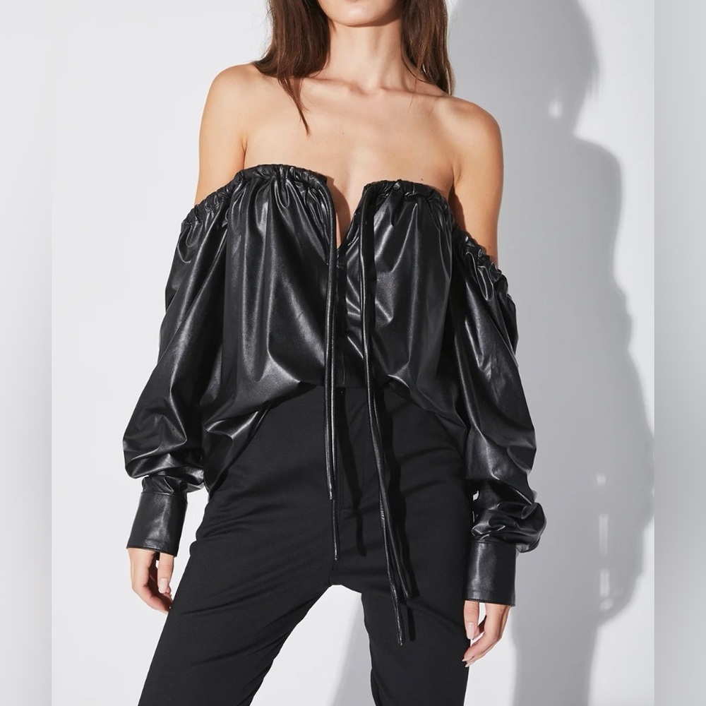 RtA CAMILLA VEGAN LEATHER TOP New without hangtag